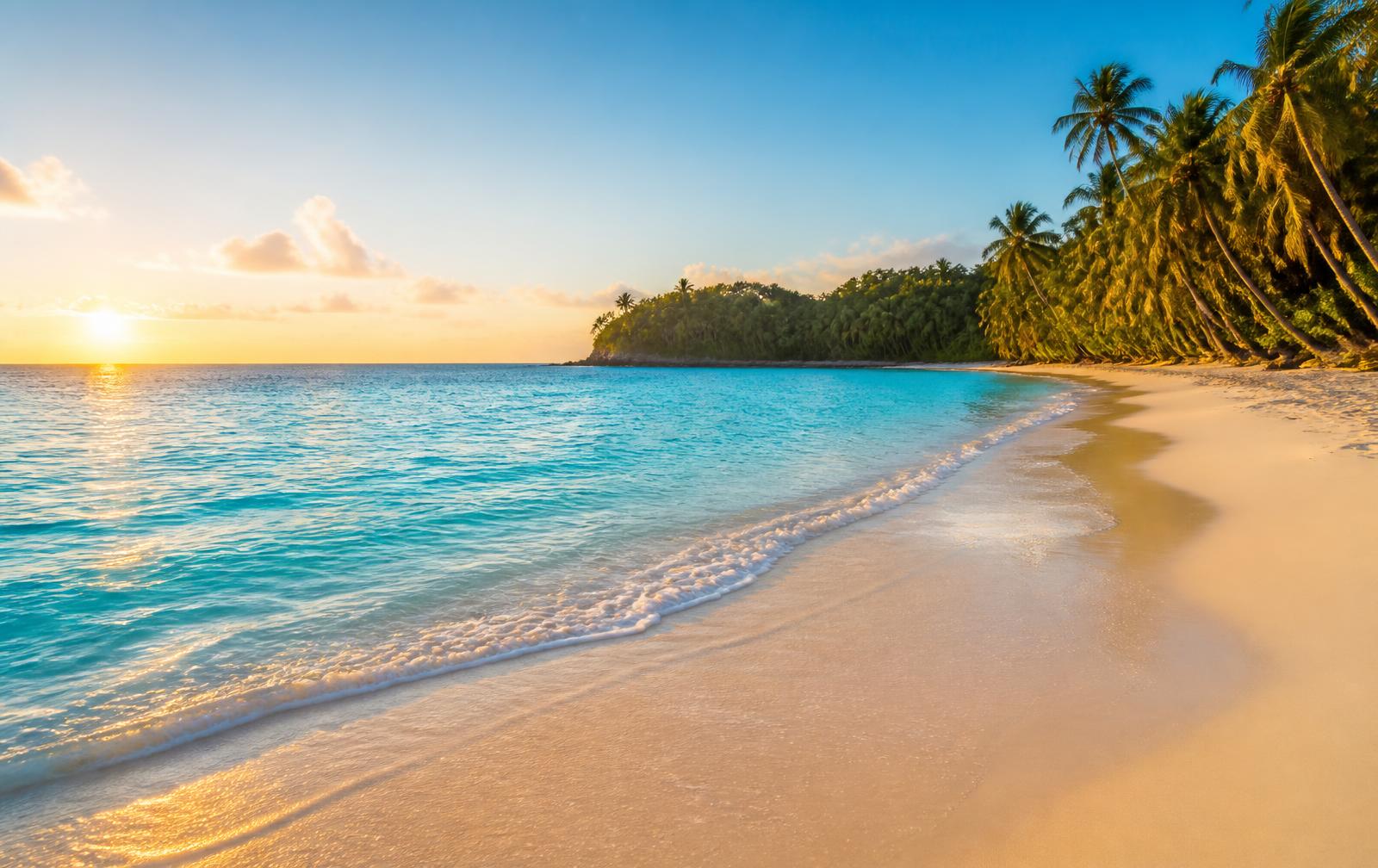 Calm ocean and island shoreline